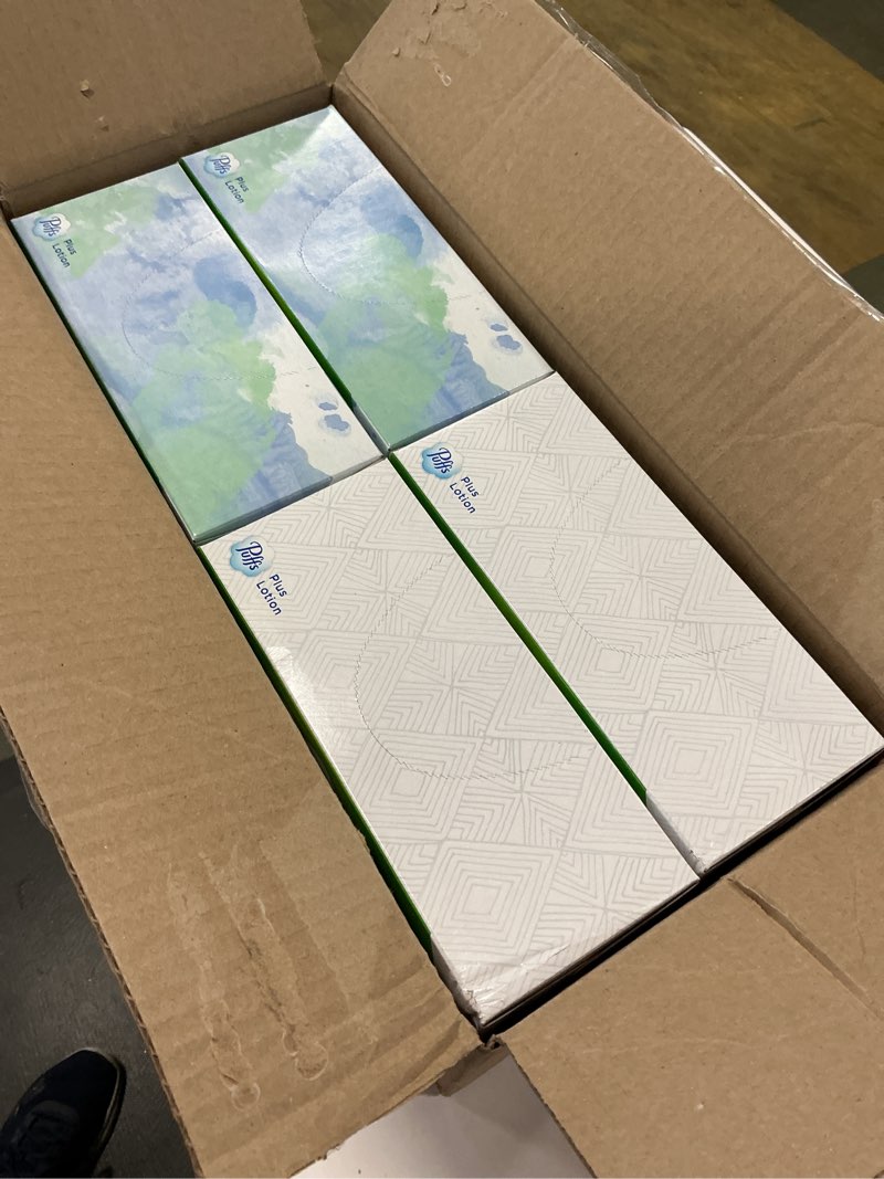 Condition photo showing New/Like New for Puffs Plus Lotion Facial Tissues, 8 Family Boxes, 124 Facial Tissues per Box, Allergies and Colds 124 Count (Pack of 8)