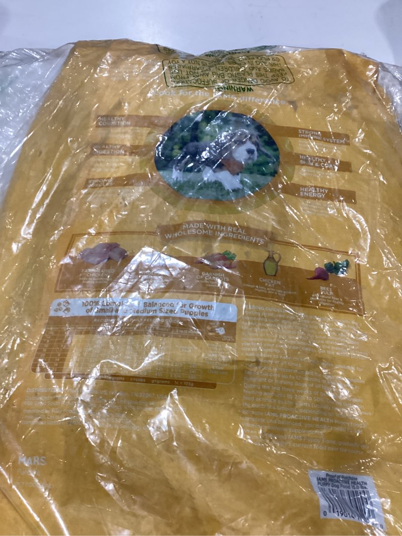Condition photo showing New/Like New for iams smart puppy dry dog food with real chicken, 15 lb. bag