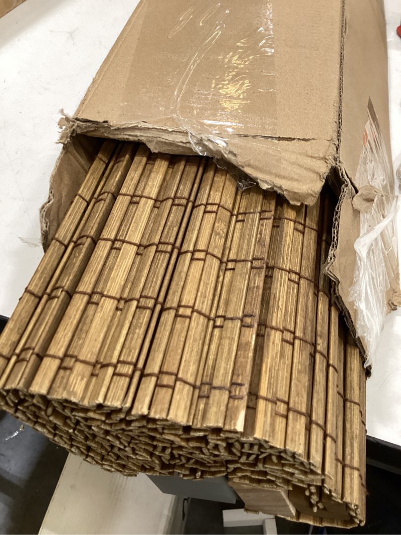 Condition photo showing Good Condition for bamboo blinds for interior windows, easy to install bamboo shades for indoor windows, custom roller shades for indoor window and outdoor patio, 23" w x 48" h bamboo carbonized broad 23"w x 48"h
