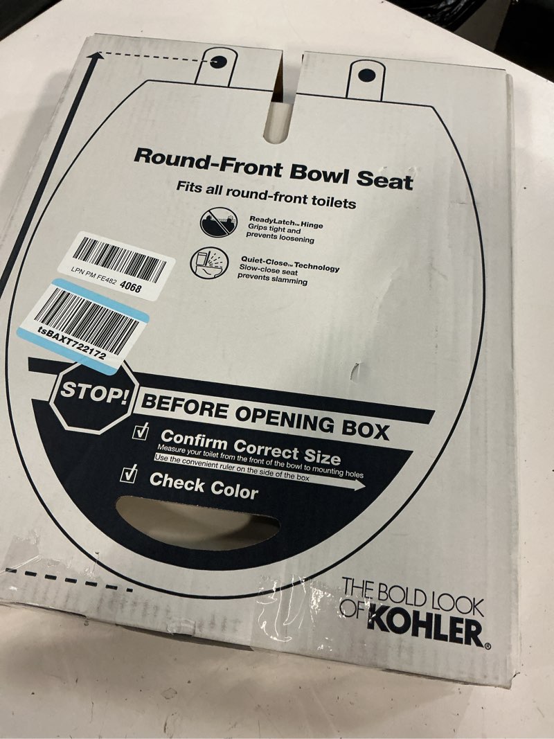 Condition photo showing Good Condition for kohler 4639-rl-ny cachet readylatch round toilet seat soft close, dune dune round ready latch