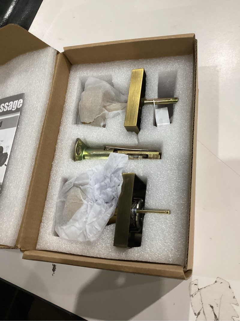 Condition photo showing Good Condition for Antique Brass Door Knob Privacy Door Knobs Antique Door Knobs Interior with Lock, Old Style Door Knob Square Door Knob Vintage Door Handle for Bedroom Bathroom Lockable Door Knob Privacy Antique Brass