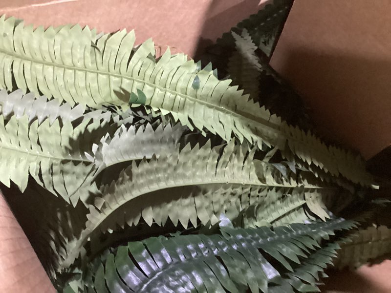 Condition photo showing As Is for alyptus uv resistant fake plants, 16 bundles artificial plants greenery, realistic fake fern for porch decor & outdoor use