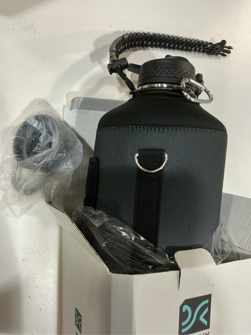 Condition photo showing Good Condition for dysanky 1 gallon water bottle insulated | thickened stainless steel vacuum metal water jug | portable sports large for gym and hiking with straw, carrier bag, handle strap | bpa-free 128 oz black/gray 128 ounces