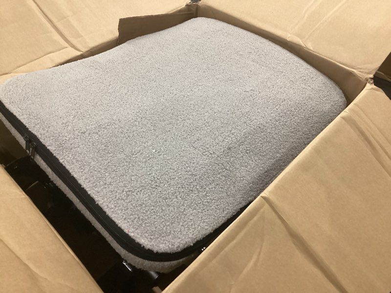 Condition photo showing Good Condition for office chair with wheels, ergonomic rolling desk chair with flip-up armrest, adjustable home office computer chair teddy fleece – light gray