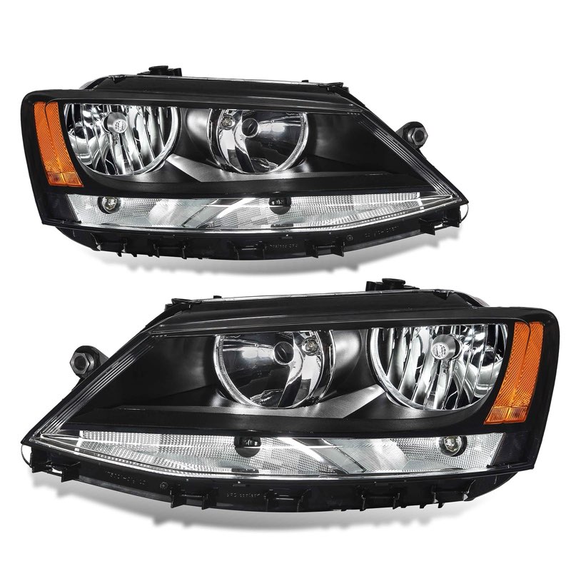 Headlights Assembly Compatible with 11-18 Volkswagen Jetta MK6 Head Lamp Halogen Model Replacement B