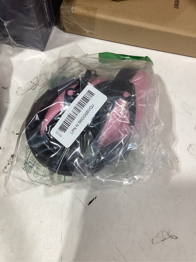 Condition photo showing New/Like New for noise cancelling headphones for kids: snr27.4 kids ear protection earmuffs with adjustable headband, ear muffs for noise reduction in monster jam, concert, firework, mowing, autism sensory pink