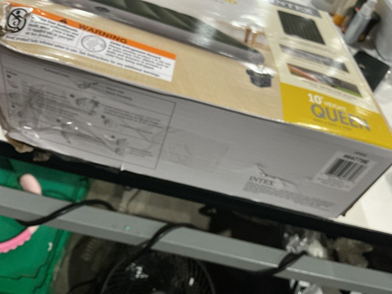 Condition photo showing As Is for intex queen dura-beam prestige airbed with battery pump  10  thick