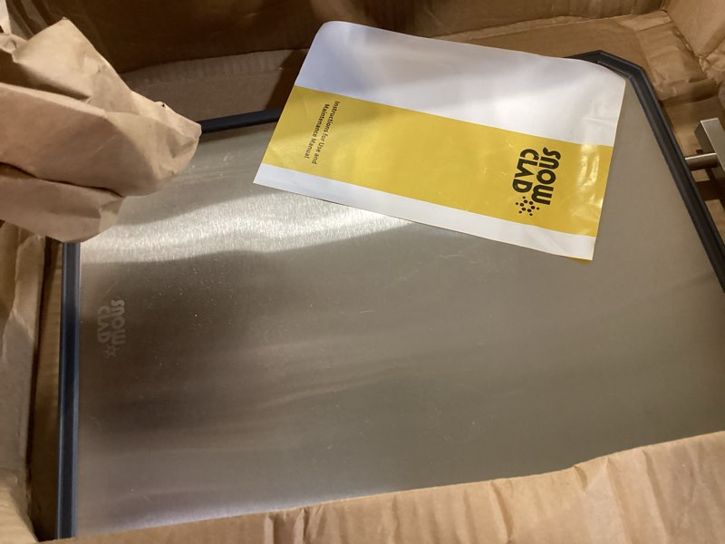 Condition photo showing As Is for snowclad stainless steel cutting board,double sided steel bread boards for kitchen,stainless steel/wheat straw pp large board for meat,non toxic chopping,16 * 11 inch,dishwasher safe 16"l x 11"w