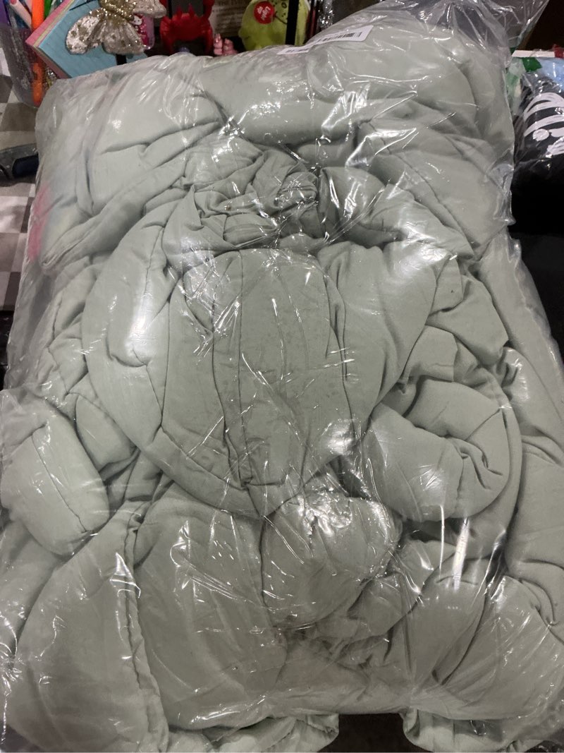 CozyLux King Size Comforter Set - Sage Green Comforter King Size, 3 Pieces Box Stitched Bed Set for 