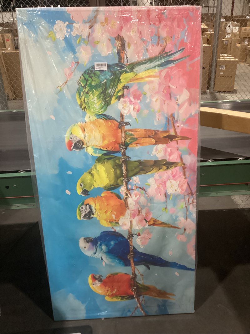 large canvas wall art decor for living room bedroom parrot pictures pink peach cherry blossom birds 