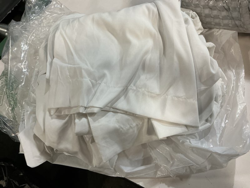 Condition photo showing As Is for bedsure king size sheets set - 3 pieces soft king sheets - breathable & cooling - hotel luxury - easy care polyester microfiber bedding for women, men, bright white 05 - bright white king