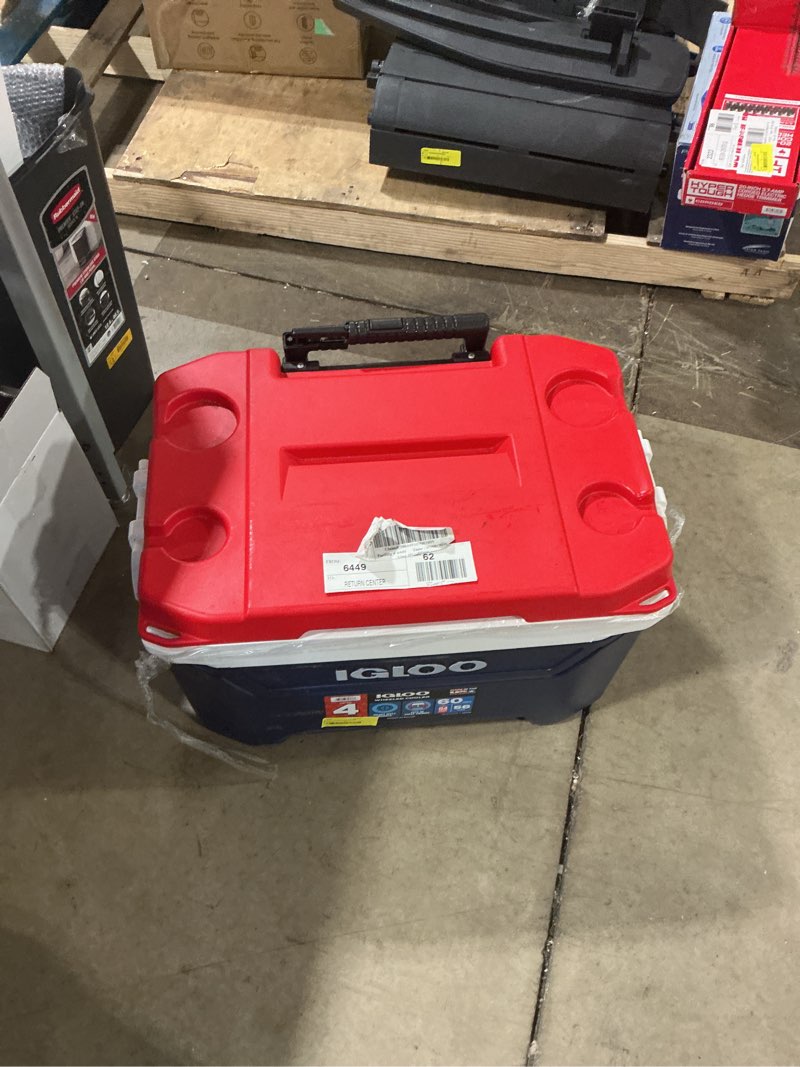 Condition photo showing As Is for as is  hands  is broken  igloo 60-quart rolling ice chest cooler - texas edition
