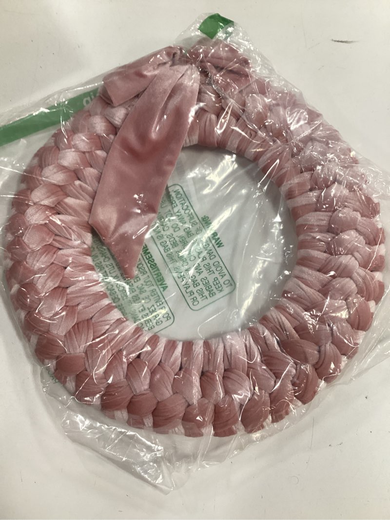 Condition photo showing New/Like New for Vickerman 30" Flocked Pink Fir Artificial Christmas Wreath, Pink Dura-Lit LED Lights. - Faux Fir Christmas Wreath - Indoor Seasonal Home Decor