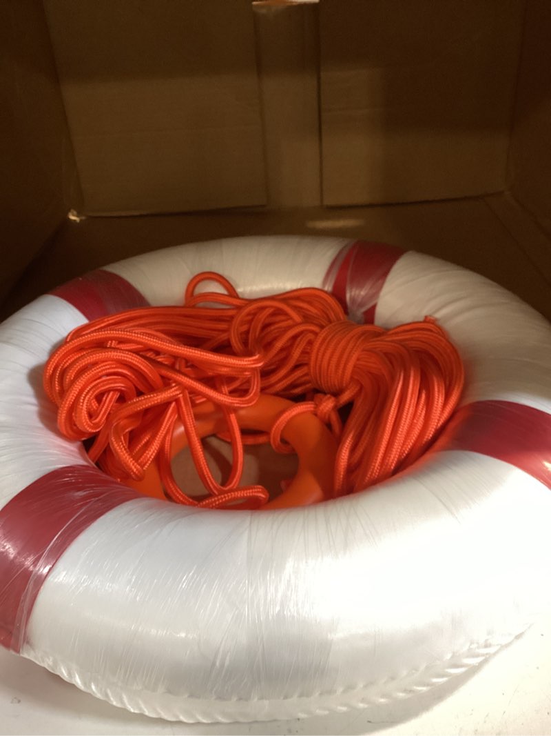 Condition photo showing Good Condition for similar to 20 inch safety life preserver ring buoy for swimming, swim foam ring - pool safety throw rings, rescue lifeguard wall decoration red