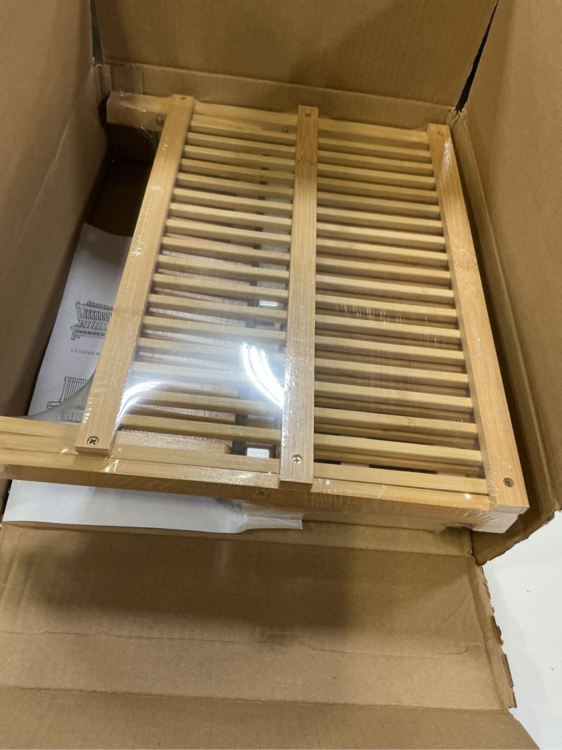 Condition photo showing Good Condition for hblife dish rack, bamboo folding 2-tier collapsible drainer dish drying rack with utensils flatware holder set (dish rack with utensil holder) bamboo-2 tiers