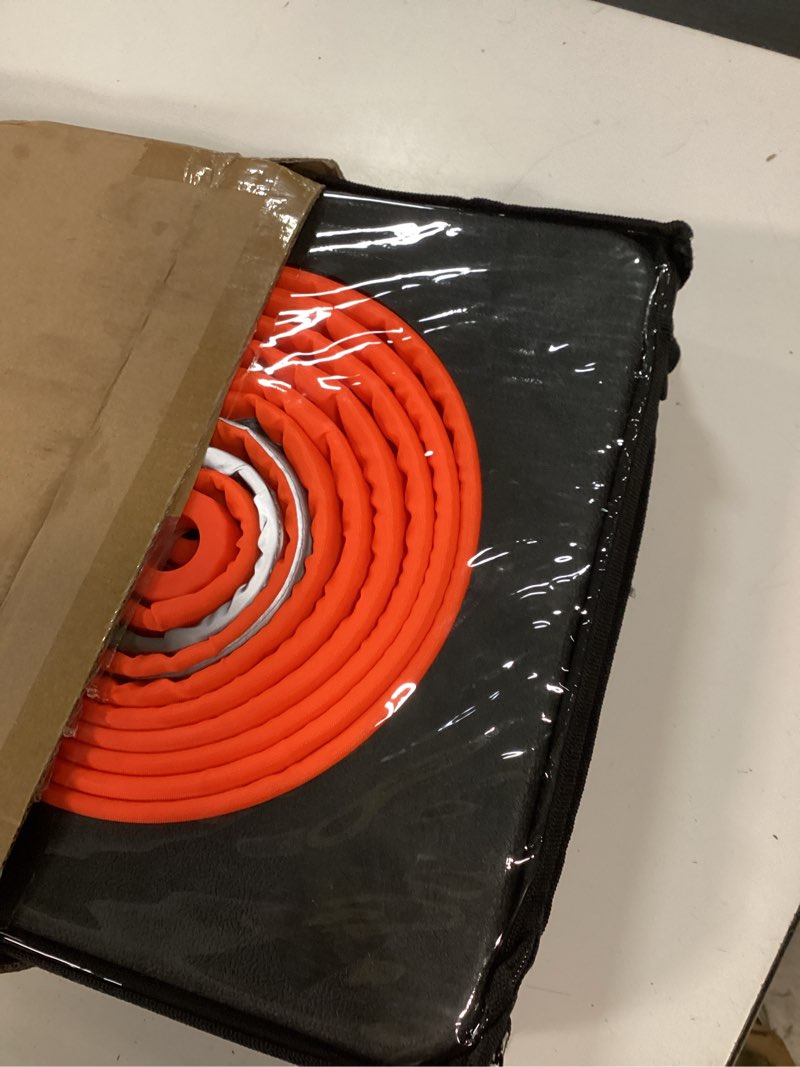 Condition photo showing New/Like New for roadhero 28 inch collapsible traffic safety cones with black weighted base, construction orange cones with reflective collars for road safety, driving training, parking lots, 2 pack 28 inch orange 2