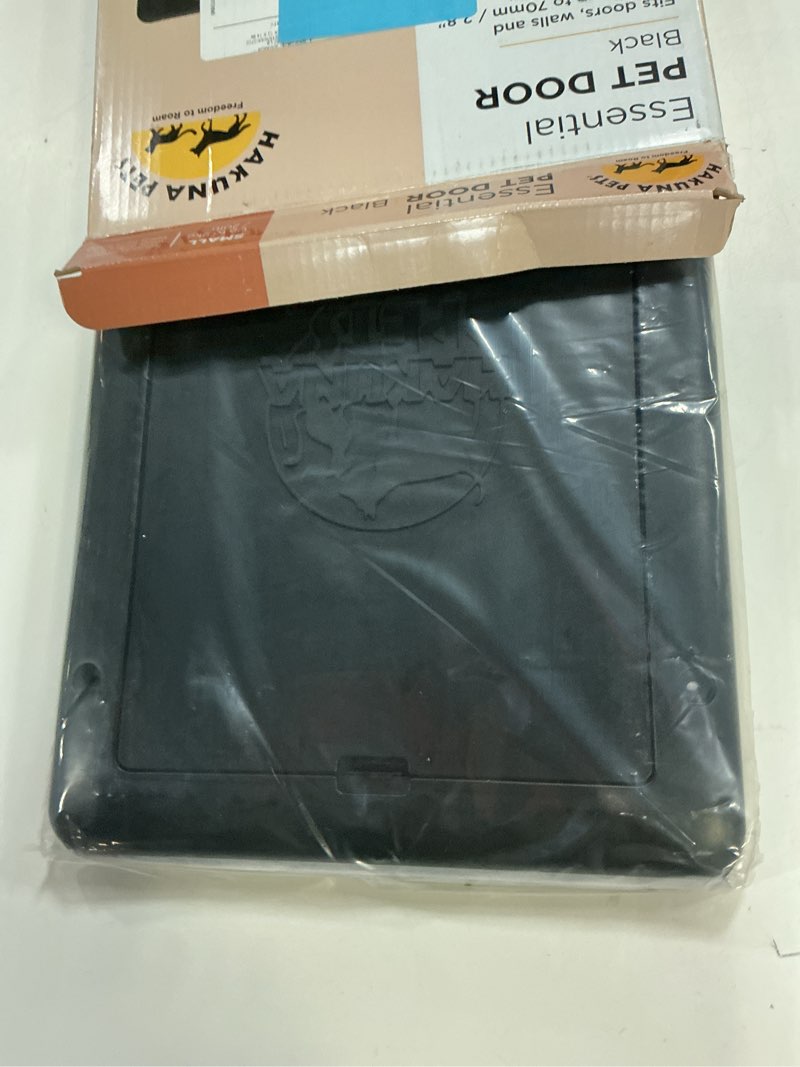 Condition photo showing Good Condition for 6.7 in. x 9.5 in. essential small pet door for screens, doors & walls, for dogs and cats up to 11 lbs, black