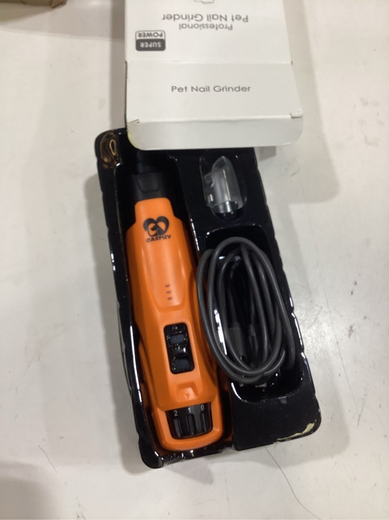 Condition photo showing Good Condition for casfuy new 6-speed dog nail grinder - 50% more power dog nail trimmers with 2 led lights quiet 7h running time electric pet nail grinder file toenail grinder for large medium small dogs & cats (or) orange