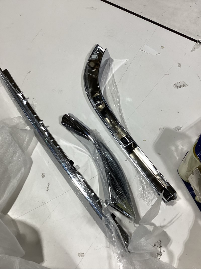 Condition photo showing As Is for ecotric chrome grille hood trim moulding compatible with 2009-2015 mini cooper r55 r56 r58 r59 replacement for mc1235100 51132751040, front molding grille chrome trim