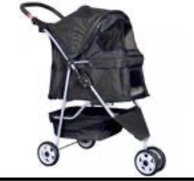 New Black Pet Stroller Cat Dog Cage 3 Wheels Stroller Travel Folding Carrier T13