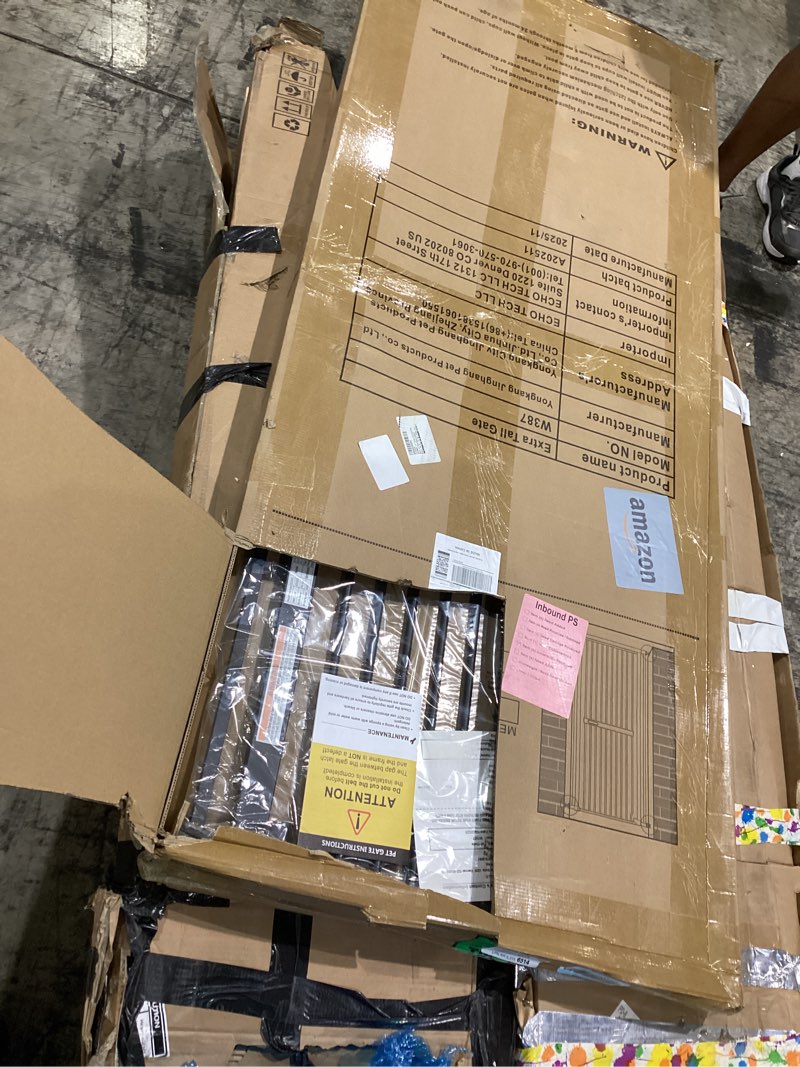 Condition photo showing Good Condition for 71" extra tall cat pet gate for doorways indoor proof?29.92-61.42" wide tall dog puppy safety baby gate for cat pet, pressure mounted no drill walk through black metal black 29.92-61.42"/76-156cm