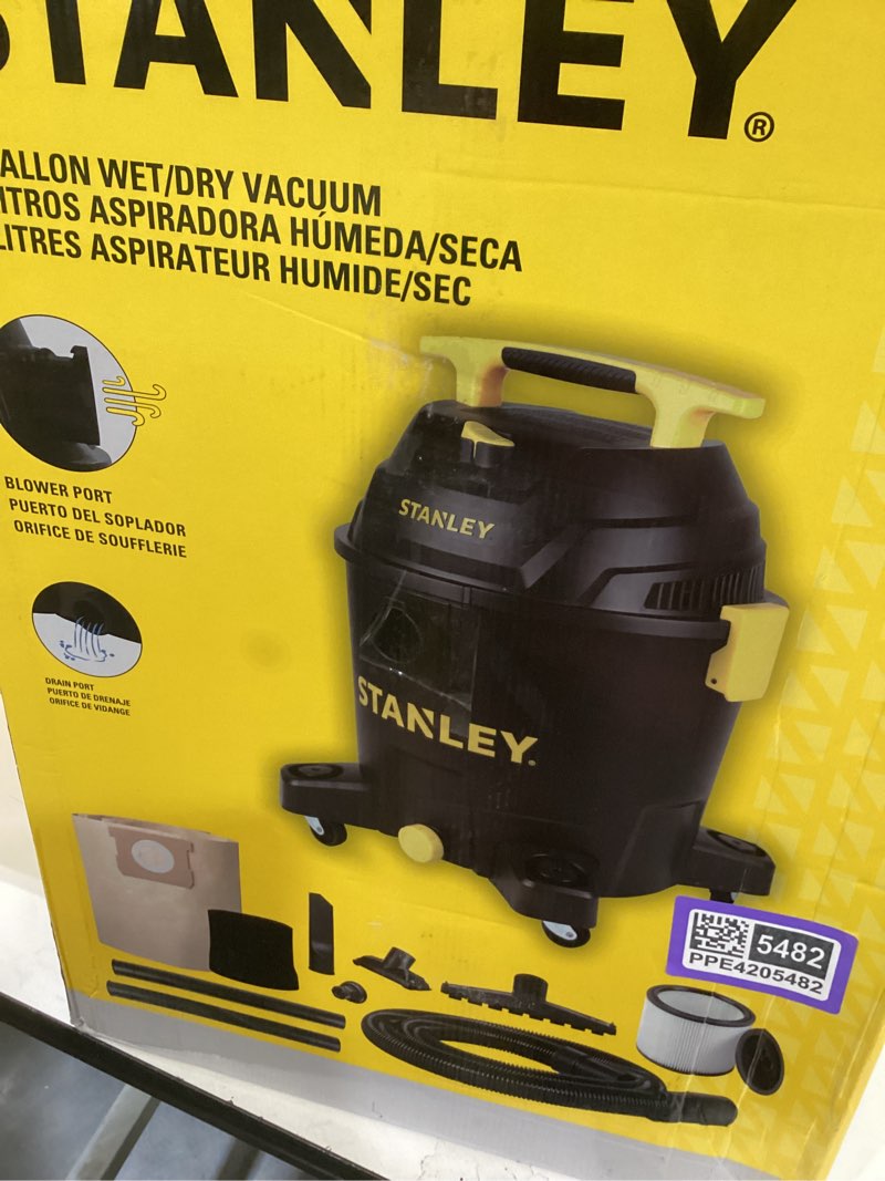 Condition photo showing Good Condition for stanley 10 gallon wet dry vacuum, 6 peak hp poly built-in drain shop vac blower with powerful suction, multifunctional shop vacuum w/ 6 horsepower motor for job site, garage, basement, van, workshop