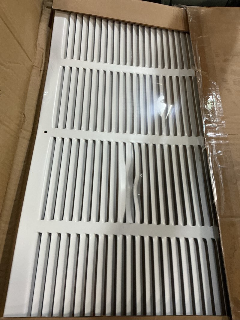 Condition photo showing As Is for fits 24x20 duct opening | steel return air grille by handua | vent cover grill for sidewall and ceiling | white | hvac cold air intake grille | outer dimensions: 25.75"w x 21.75" 1 24"w x 20"h [duct opening]