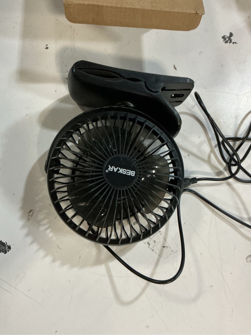 Condition photo showing Good Condition for beskar small clip on fan, 3 speeds usb fans with strong airflow, clip & desk fans usb plug in with sturdy clamp - ultra quiet operation for office dorm bedroom stroller dark black