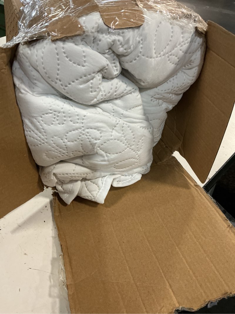 Condition photo showing Good Condition for bedsure quilts queen size - ultra soft pre-washed cloud-like bedding, all-season lightweight comforter for country bedroom, leaf design coverlet in pure white, 90 x 96 inches | stitch-free quilting, ultra soft, lightweight, machine washable, pet-friendly 19 - pure white - leaf queen / full
