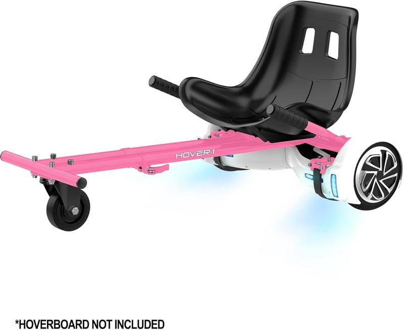hover-1 buggy hoverboard attachment - compatible with most 6.5" & 8" electric hoverboards, hand-operated rear wheel control, adjustable frame & straps, easy assembly & install hoverboard go kart