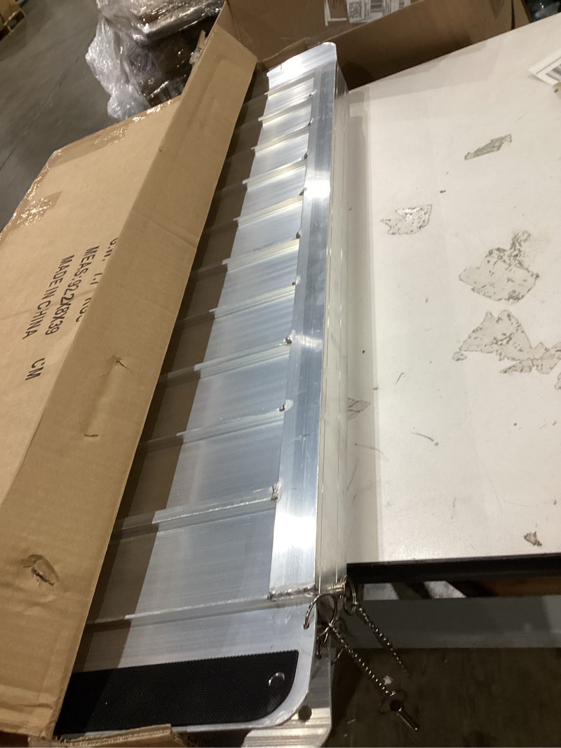 Condition photo showing Good Condition for 3 feet portable wheelchair ramp, 600 lbs capacity folding aluminum threshold ramp with anti-slip surface, mobility access handicap ramp for home steps, doorway, stairs, doorways, scooter