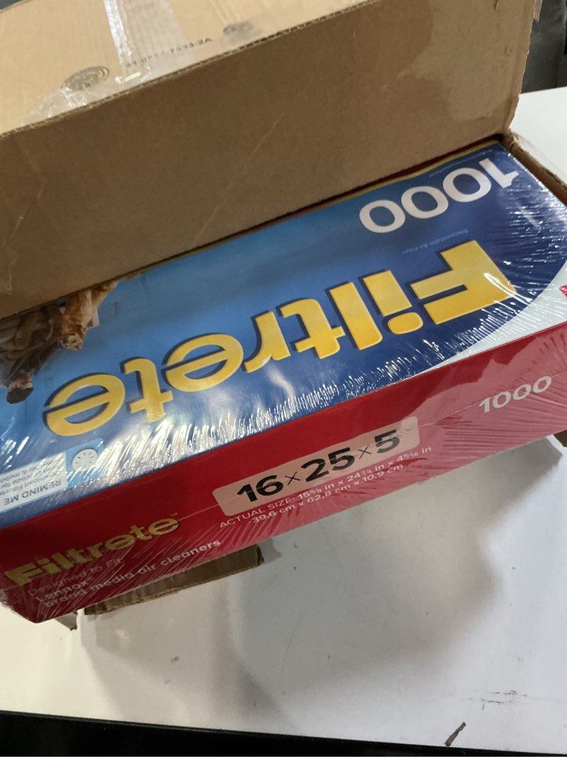 Condition photo showing New/Like New for Filtrete 16x25x5 AC Furnace Air Filter, MPR 1000, MERV 11, Fits Lennox Devices, Allergen Defense, Electrostatic Air Cleaning Filter, 2-Pack (actual size 15.63 x 24.74 x 4.31)