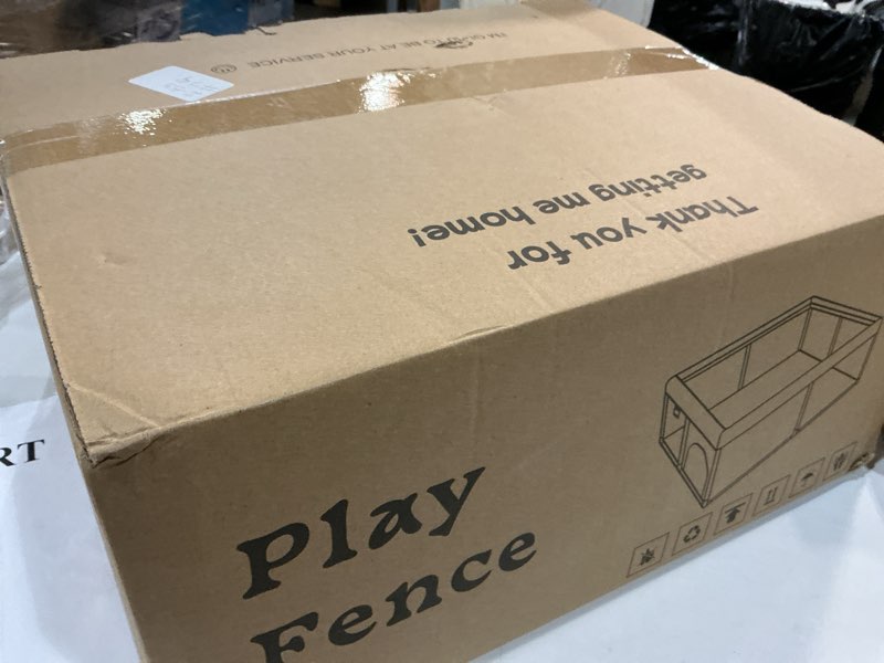 Condition photo showing New/Like New for baby playpen with mat, 50x50 inch play pen, playpen for babies and toddlers, baby playard for indoor & outdoor active center game fence, with skin-friendly fabric and soft breathable mesh grey 50 × 50 inch + mat & handle & ball