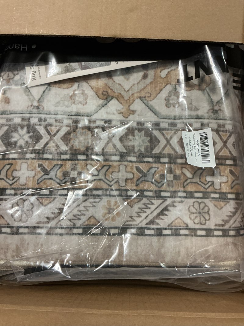Condition photo showing Good Condition for Vintage Living Room Area Rug 9x12 - Large Soft Washable Oriental Traditional Distressed Farmhouse Rugs for Bedroom - Indoor Floor Accent Carpet for Home Office House Decor - Beige Beige 9' x 12' (Rectangular)