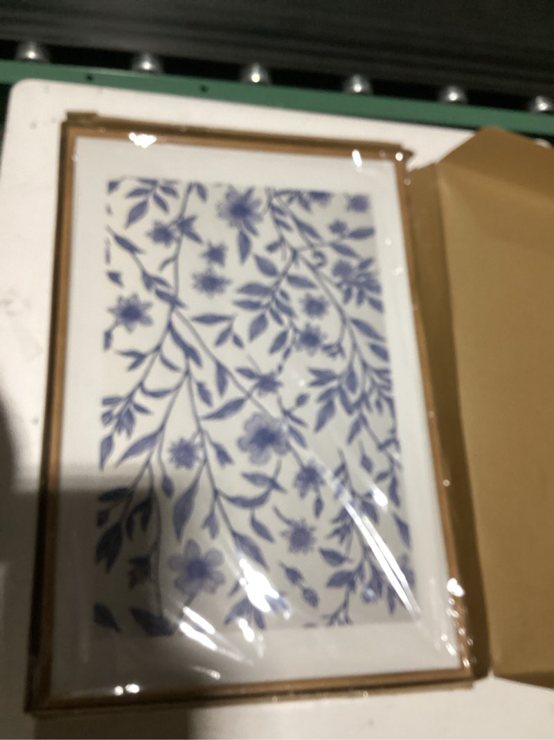 Condition photo showing Good Condition for Large Classic Chinoiserie Flower Framed Canvas Wall Art Set,Minimalist Blue and White Floral Wall Decor,Navy Watercolor Botanical Blossom Artwork for Living Room,Bedroom-16 x24 x3 Classic Chinoiserie Flower Wall Art 16"L x 24"W