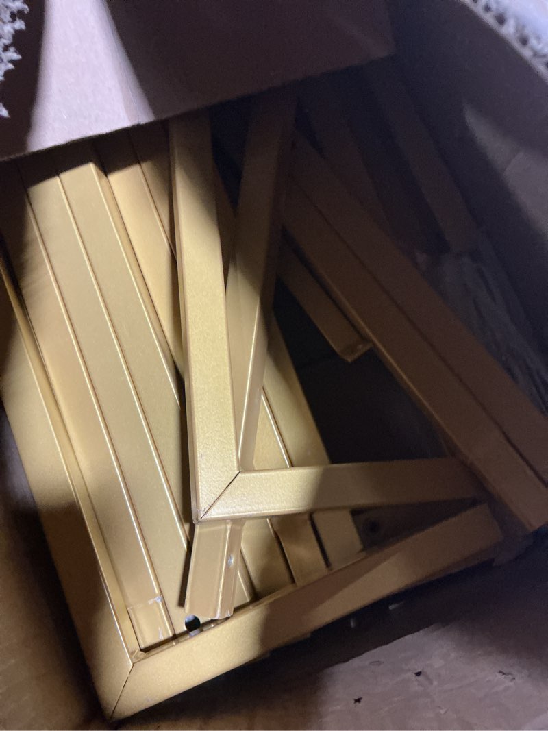 Condition photo showing As Is for 8.2FT Adjustable Backdrop Stand Kit - Square Wedding Arch & Balloon Arch for Photo Booth Background, Baby Shower, Birthday Party Decorations (Portable Frame) (Gold,8.2X 8FT) Gold 8.2x 8 FT