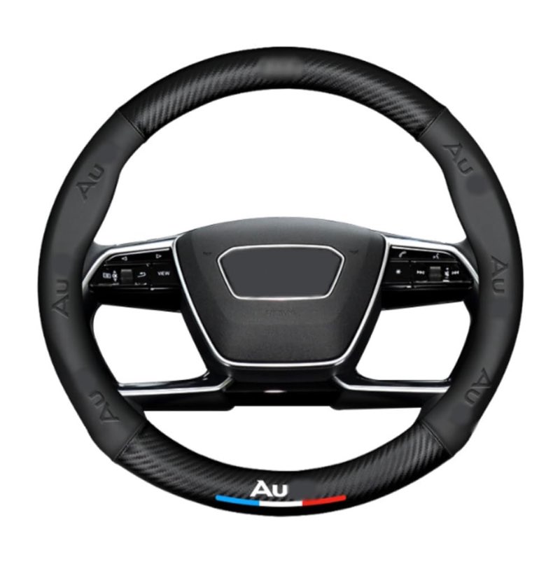 custom-fit car steering wheel cover compatible with audi, premium stylish napa leather carbon fiber 