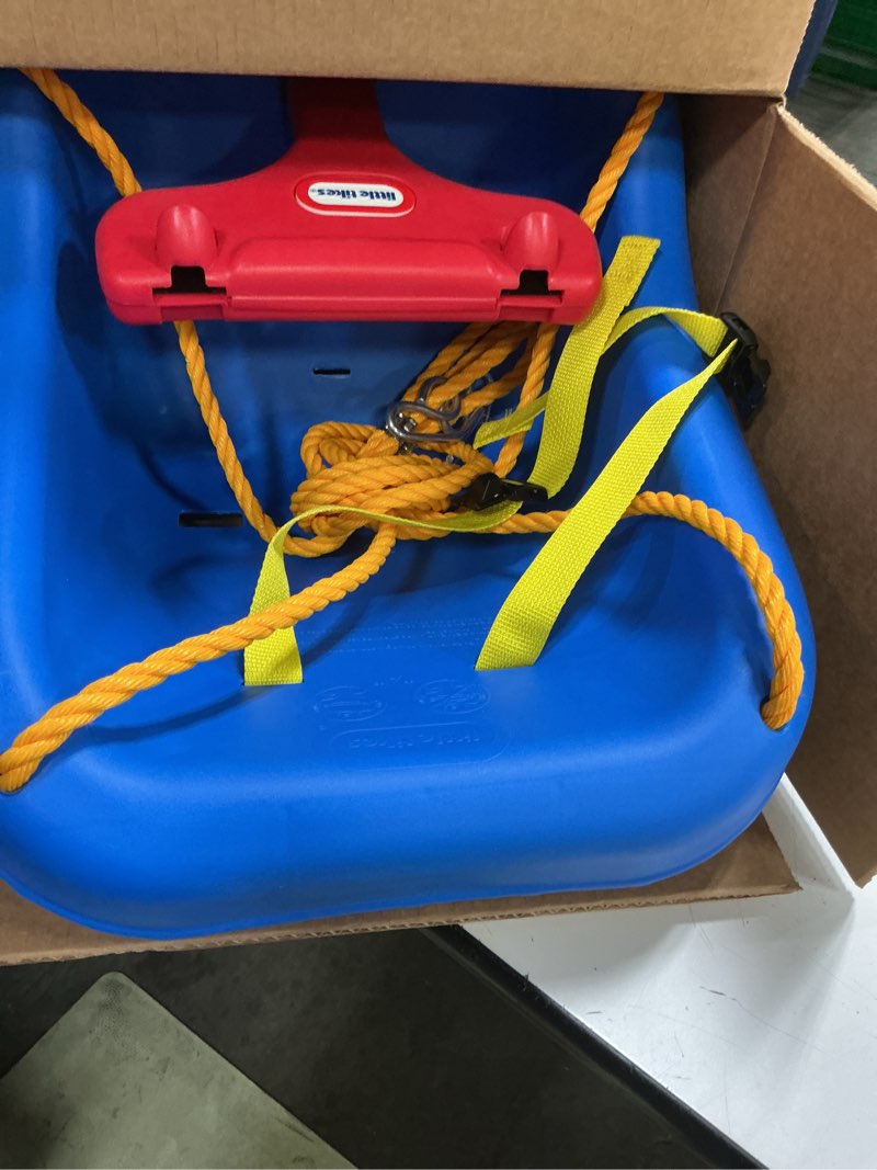 Condition photo showing Good Condition for little tikes 2-in-1 snug  n secure blue swing for baby and toddlers  ages 9 months - 4 years