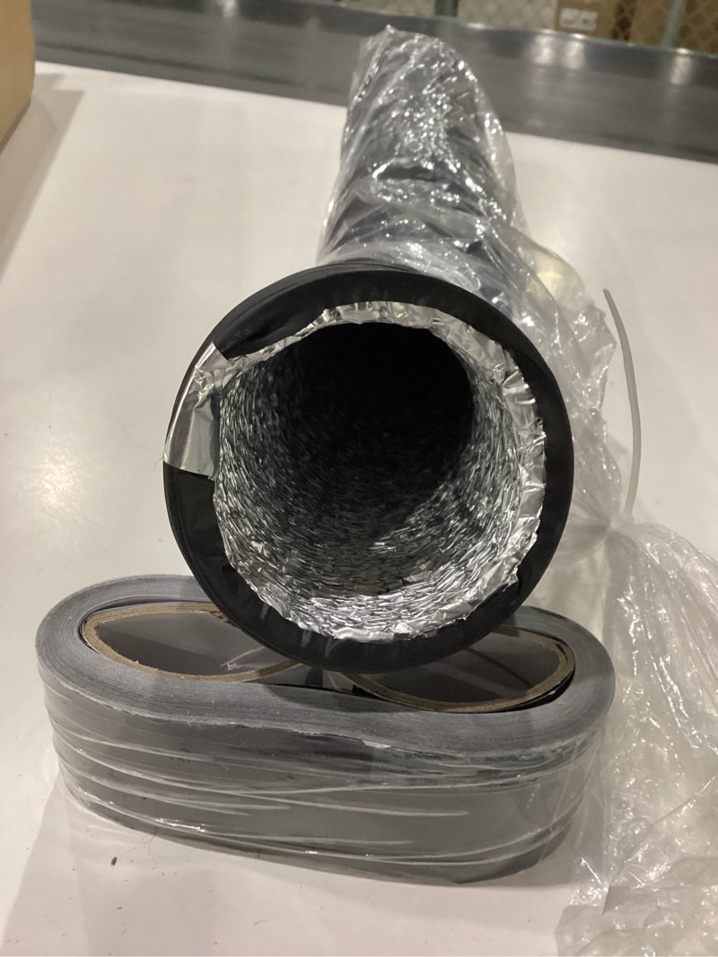 Condition photo showing New/Like New for zonon dryer vent hose 4 inch x 8 feet flexible aluminum foil ducting non insulated with stainless steel clamps and aluminum tape for pipe, hvac heating cooling ventilation and exhaust(black) black 4 inch x 8 feet