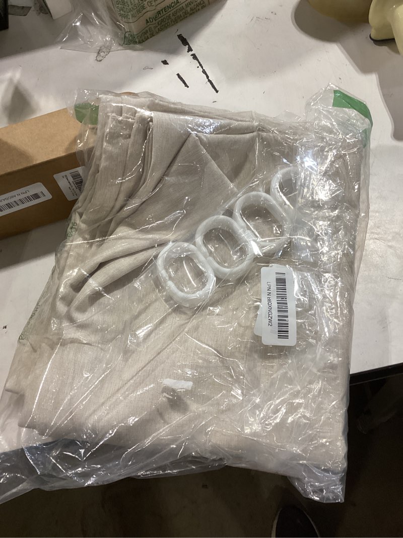 Condition photo showing New/Like New for bttn extra long fabric shower curtain, 96 inch linen textured heavy duty cloth shower curtain set with 12 plastic hooks, large hotel luxury polyester shower curtains for bathroom(72"x96", beige/cream) a - cream 72"w x 96"l (pack of 1)