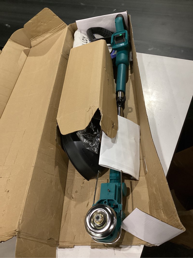 Condition photo showing Good Condition for electric weed wacker cordless, battery powered weed eater string battery, 21v electric weed eater, for lawn, bush trimming(with 2 x 4.0ah batteries and fast charger included) (blue)