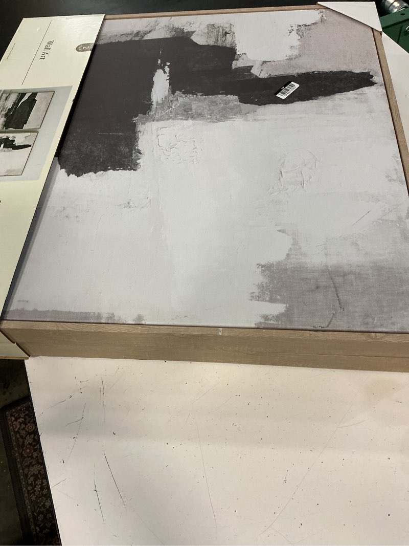 Condition photo showing As Is for (set of 2) 24" x 24" framed canvas black - threshold™