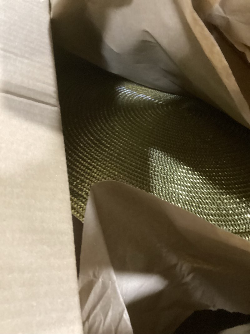 Condition photo showing As Is for DII Woven Placemats Collection Metallic Round Placemat Set, 15", Gold, 6 Piece