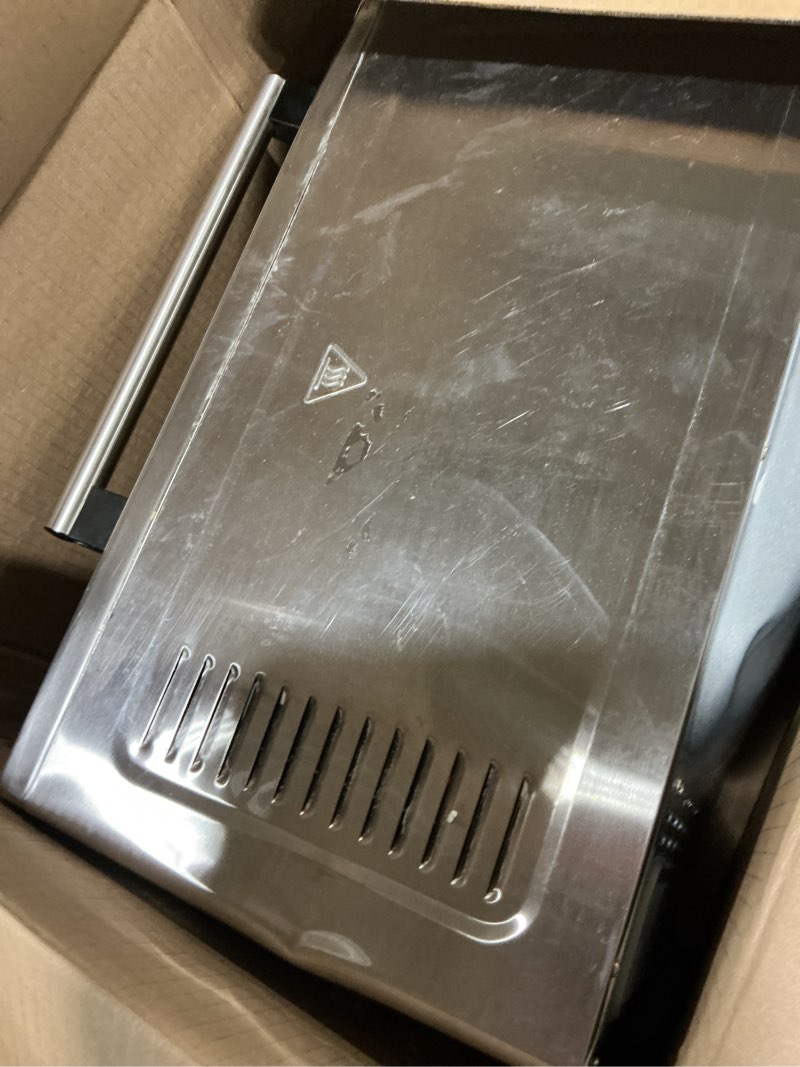 Condition photo showing As Is for Emeril Lagasse Everyday 360 Stainless Steel Air Fryer, 360° Quick Cook Technology, XL capacity, 9-in-1, 12 Pre-Set Cooking Functions including Bake, Rotisserie, Broil, Pizza, Slow Cook, Toaster