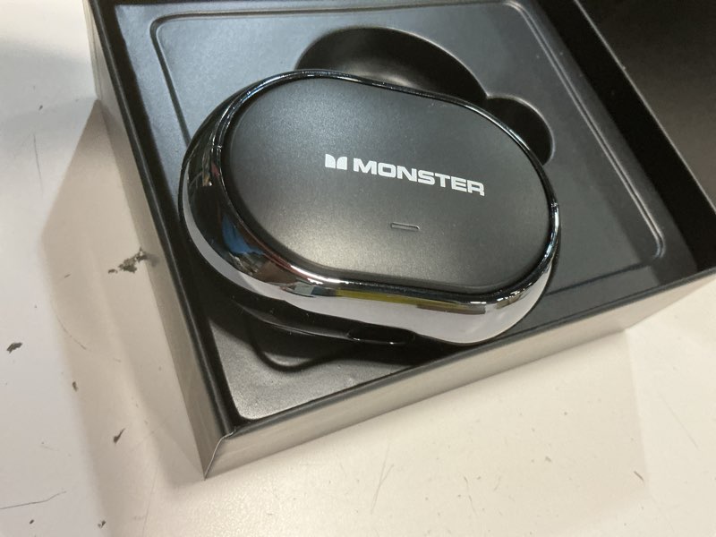 Condition photo showing As Is for monster open ear ac600 headphones, bluetooth 5.4 wireless earbuds with hifi stereo, clip-on earbuds with enc clear call, 21h playtime, touch control, ipx6 waterproof wireless headphones for sport black