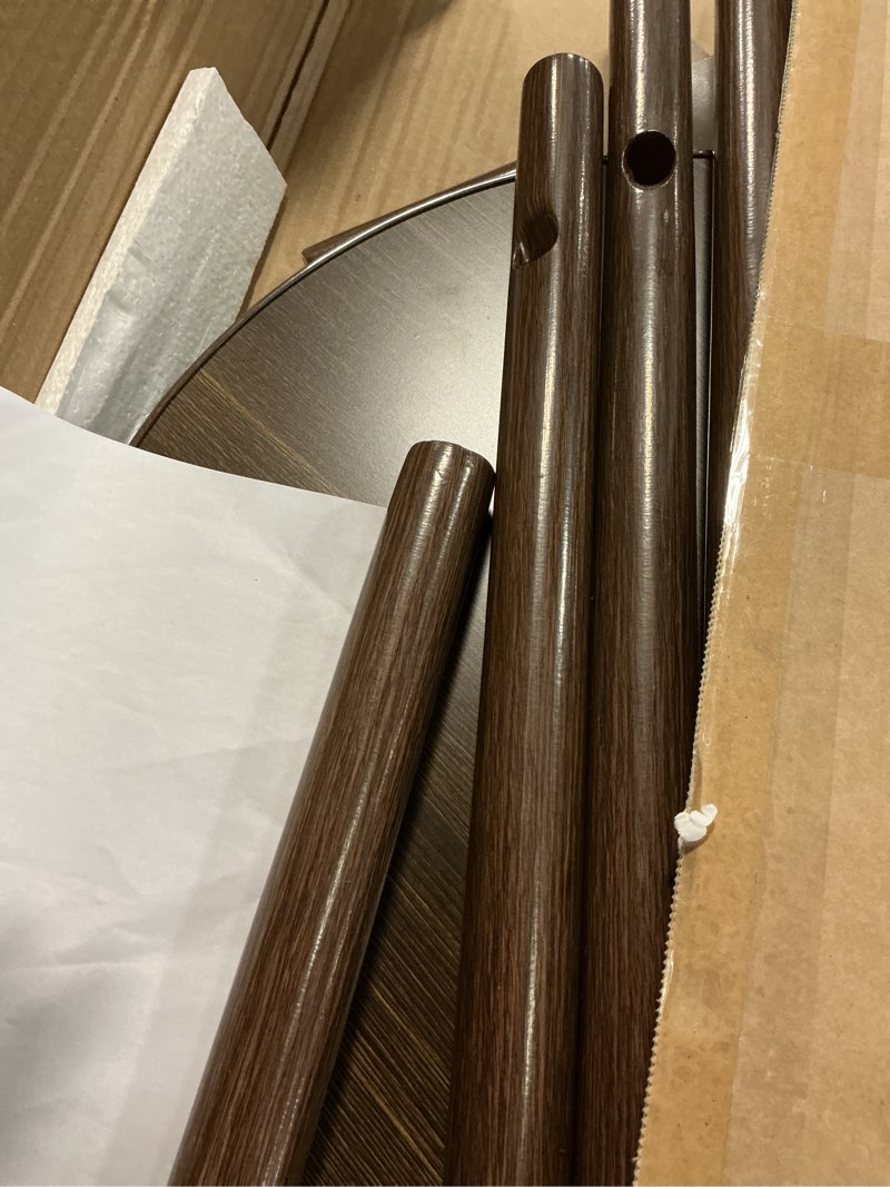 Condition photo showing Good Condition for Solid Wood Coat Rack, Rotary Freestanding with 3 Shelves and 9 Hooks Coat Tree, Heavy Duty Coat Stand for Hats, Bags, Coats, for Entryway, Hallway, Bedroom, Office, Walnut