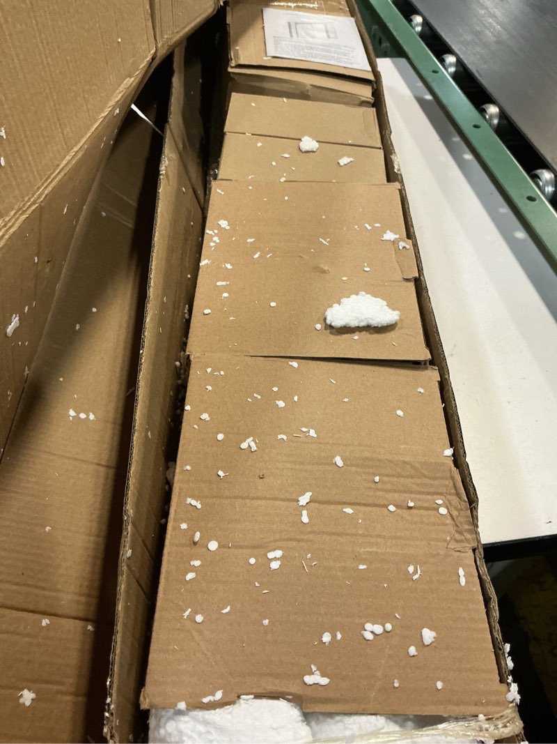 Condition photo showing New/Like New for easelife 12ft exterior sliding barn door hardware kit, box rail track, 450lb capacity, black weather-resistant steel, wall mount system for outdoor use, fit double 36in door 12ft track (for 2 door)