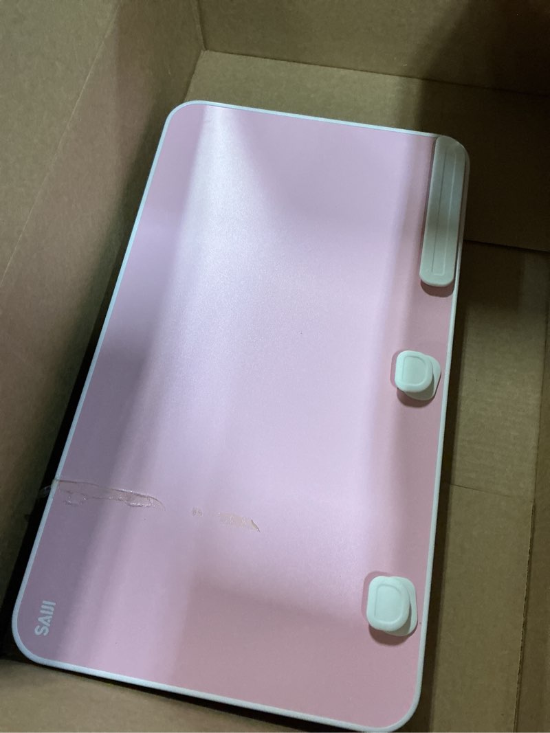 Condition photo showing As Is for saiji height & angle adjustable laptop stand for bed, lap desk bed tray table, light weight foldable portable laptop table for couch sofa chair floor desk for adults, kids (pink) pink 20.5 x 11.8 in