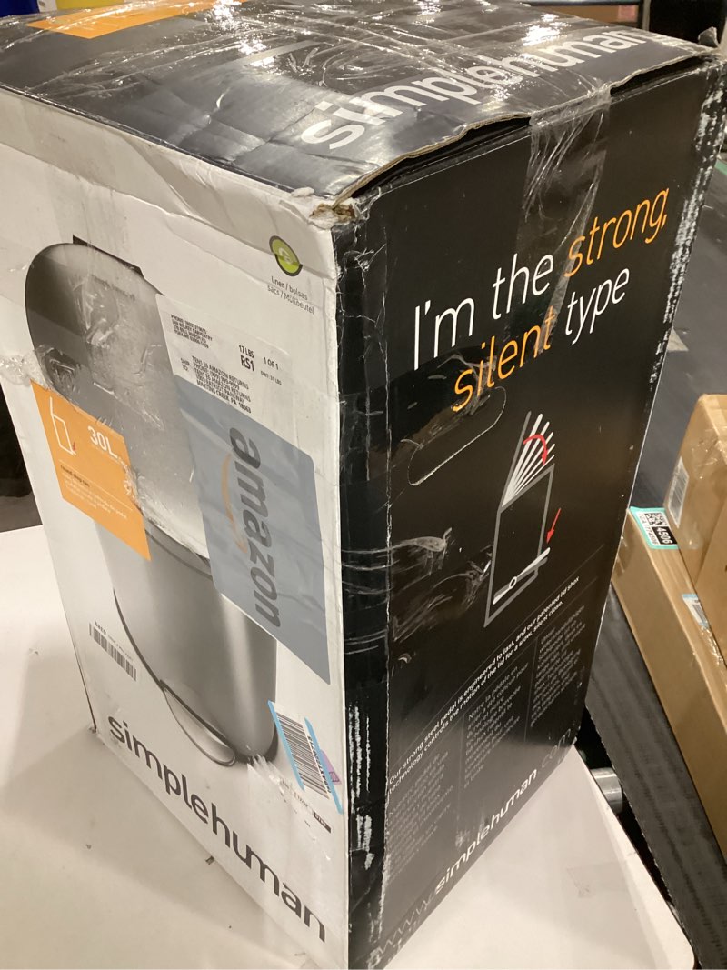 Condition photo showing Good Condition for simplehuman 30 Liter / 8 Gallon Round Step Trash Can, Brushed Stainless Steel 30 Liter Trash can only