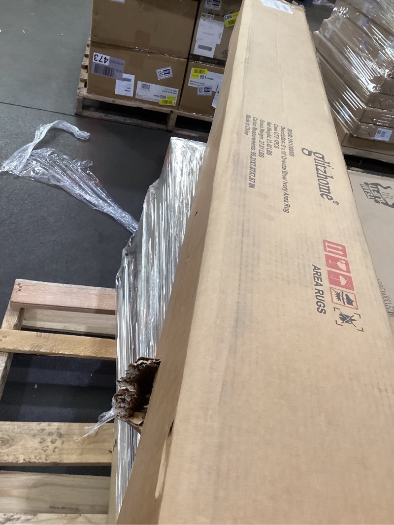 Condition photo showing As Is for Glitzhome Glitzhome 8" X 10" Oriental Blue/ Ivory Area Rugs